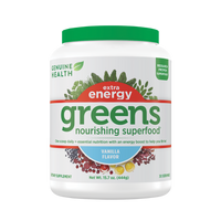 Genuine Health greens+ extra energy vanilla |444g